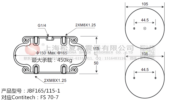 JBF165/115-1橡膠<a href='http://www.yunduoabc.com/' target='_blank'><u>空氣彈簧</u></a>