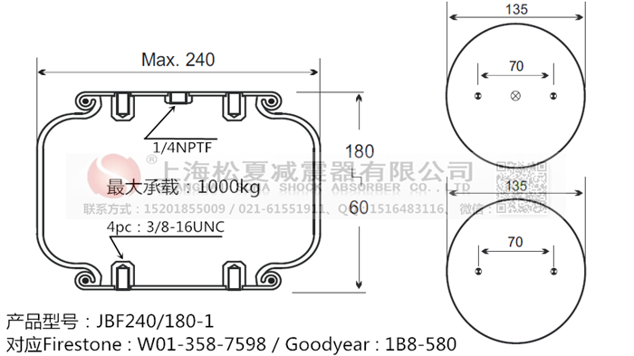 JBF240-180-1橡膠<a href='http://www.yunduoabc.com/' target='_blank'><u>空氣彈簧</u></a>