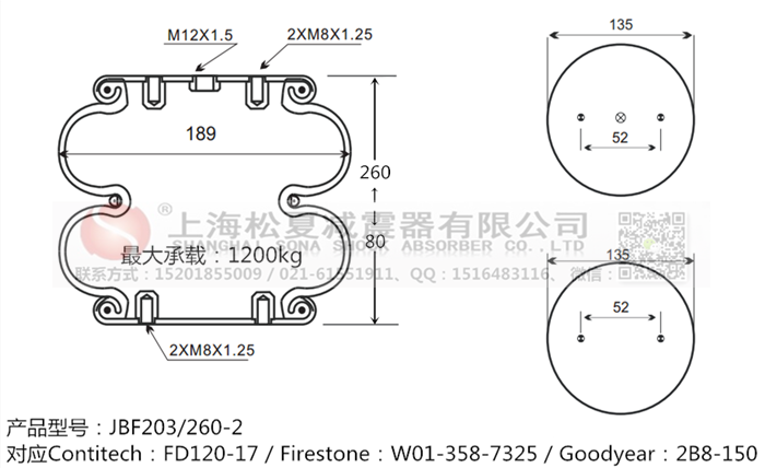 JBF203/260-2橡膠<a href='http://www.yunduoabc.com/' target='_blank'><u>空氣彈簧</u></a>